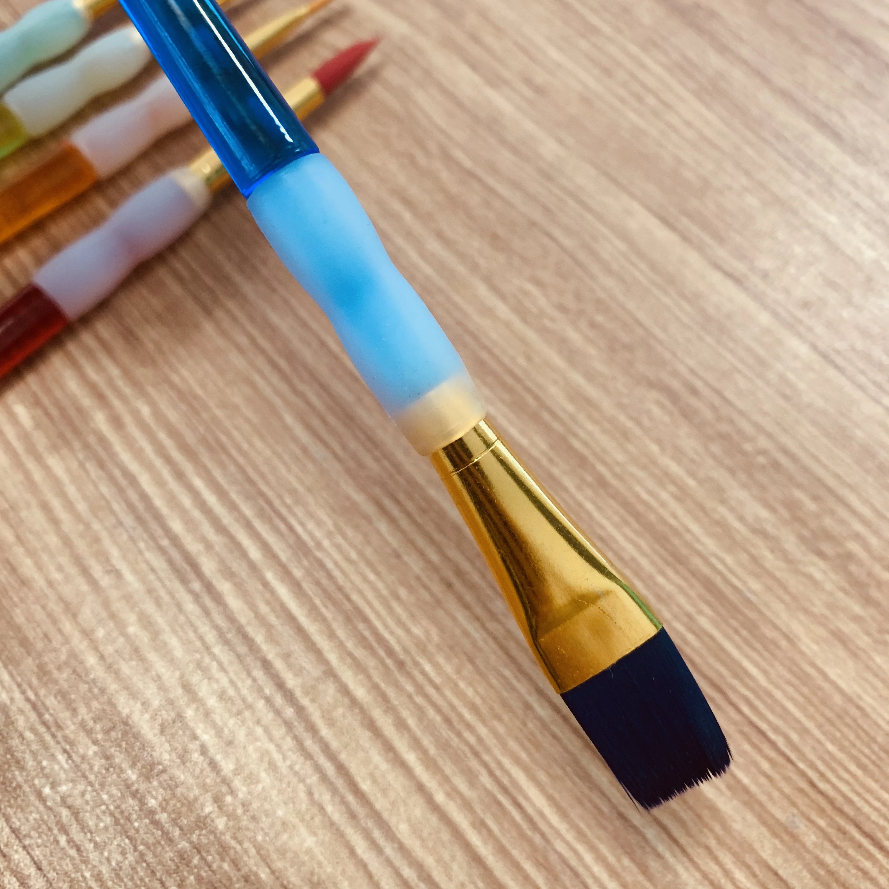 Нескользящая силиконовая ручка-держатель, цветная Радужная цветная Акварельная кисть, Детская кисть для масляной живописи