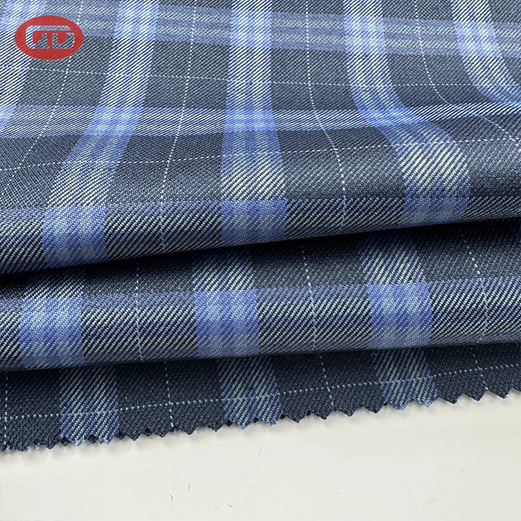 New Fashion TR Suiting Fabric 80% Polyester 20%Viscose Woven Fabric Yarn Dyed Check Suit Fabric For Men