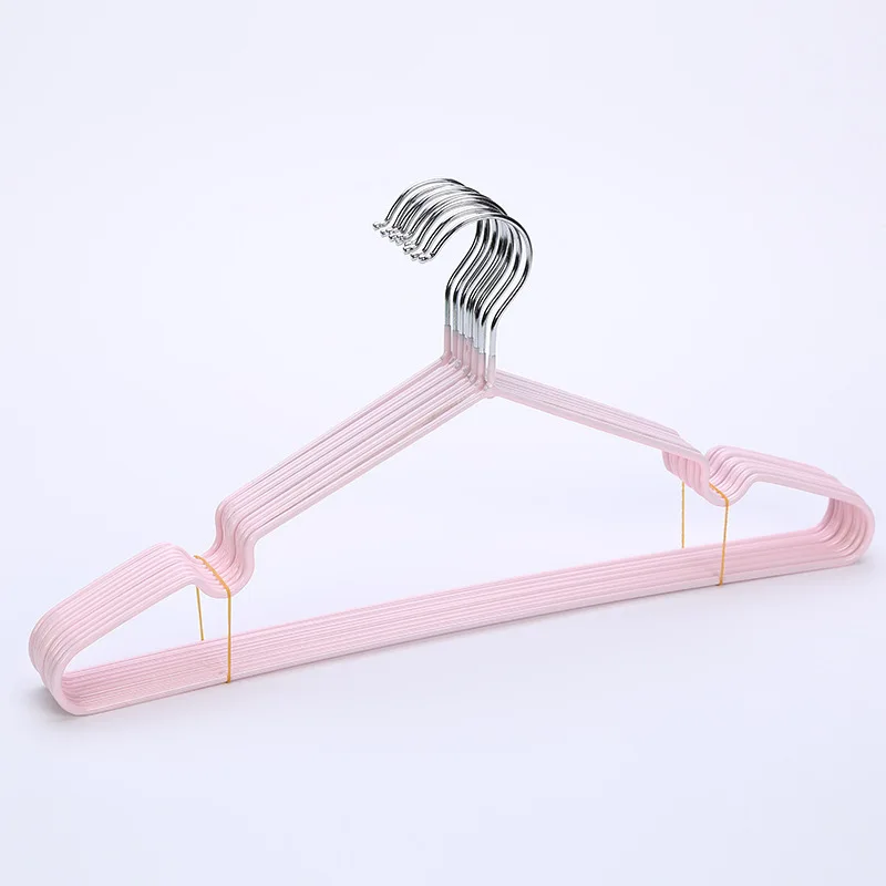 Wholesale plain seamless cheap metal wire hanger non-slip metal clothes hanger