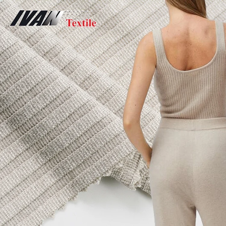Женские топы одежда эластичный спандекс сублимационная серая двухсторонняя трикотажная ткань в рубчик