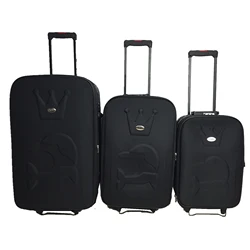 cheap price 600D polyester honey comb frame outer iron trolley external wheels 20 24 28 or 19 23 27inch 3pcs eva luggage set