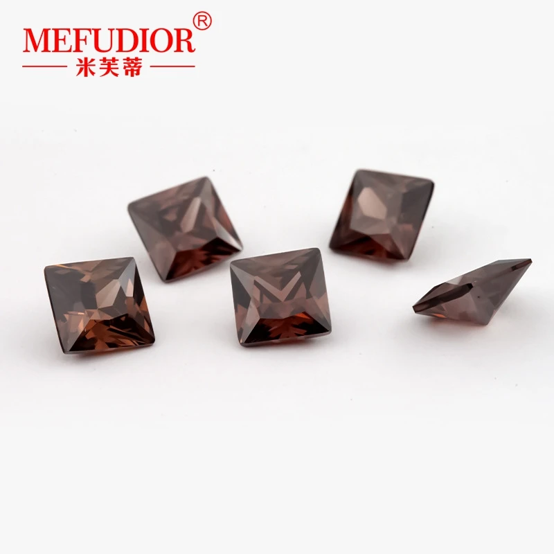 Artificial diamond Synthetic CZ stone Factory wholesale coffee color Square shape loose Cubic Zirconia