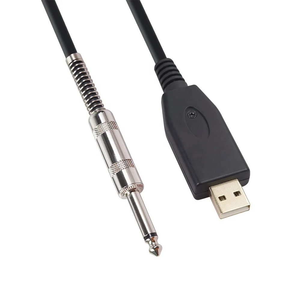Professional 6.35mm mono jack  Guitar to PC USB Link Recording Cable Lead Adaptor
