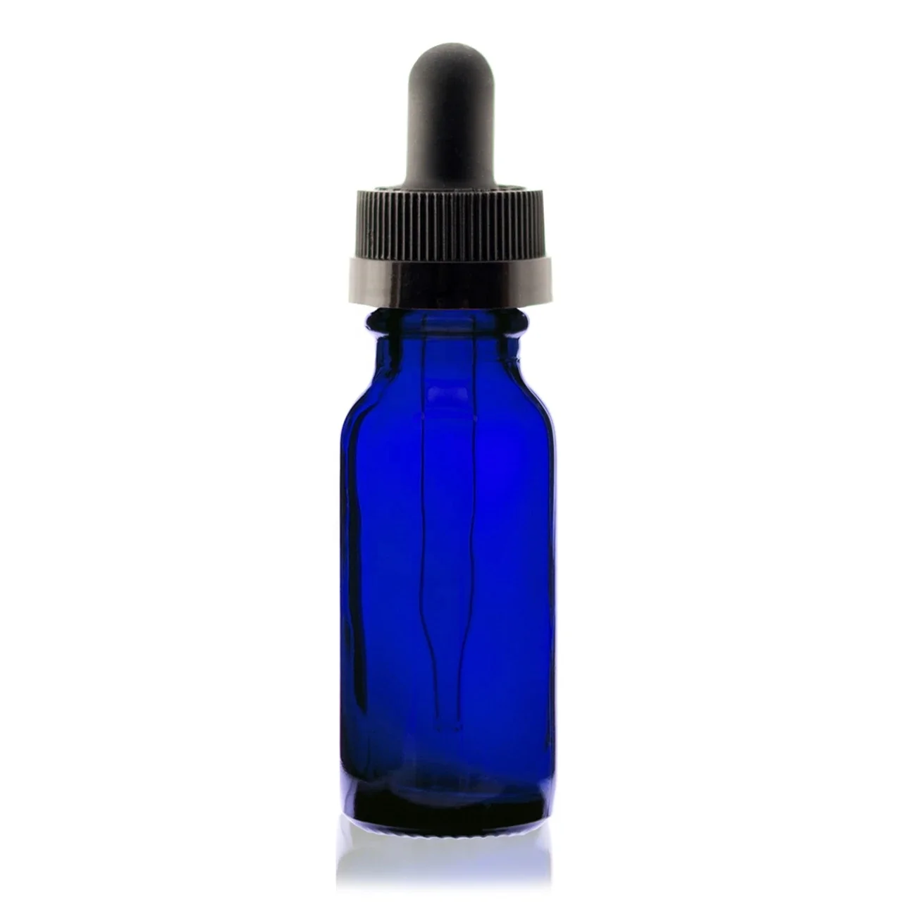 Euro amber blue clear boston round glass bottle with white/ black CRC child resistant glass eye printed calibrated dropper