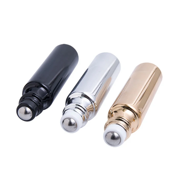 New Design 15ml Electroplated Glass Roll-on Bottles With Stainless Steel Roller Balls