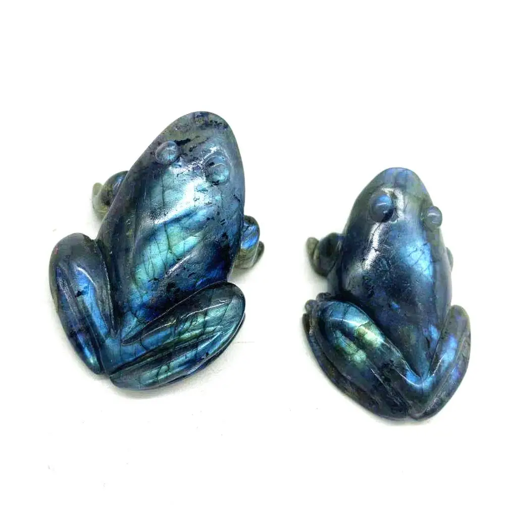 new product natural hand carved labradorite frog aura crystal black lovely cute frog crystal crafts for home decoration
