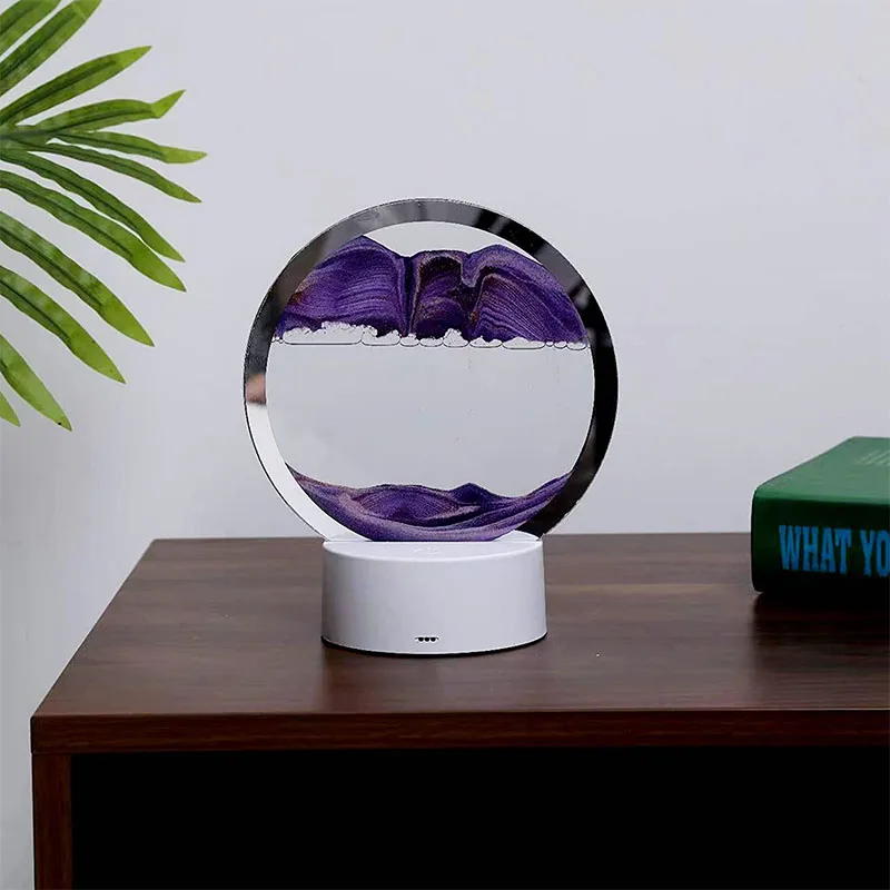 Moving Sand Art Table Lamp 3D Deep Sea Sandscape Quicksand Lamp 360 Rotating Hourglass Lights 7 Color Changing Sand Motion Lamp