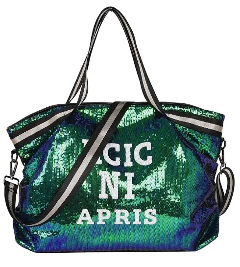 2021 New fashionable sequin bling bag shoulder tote bags polyester tote bag for women girls
