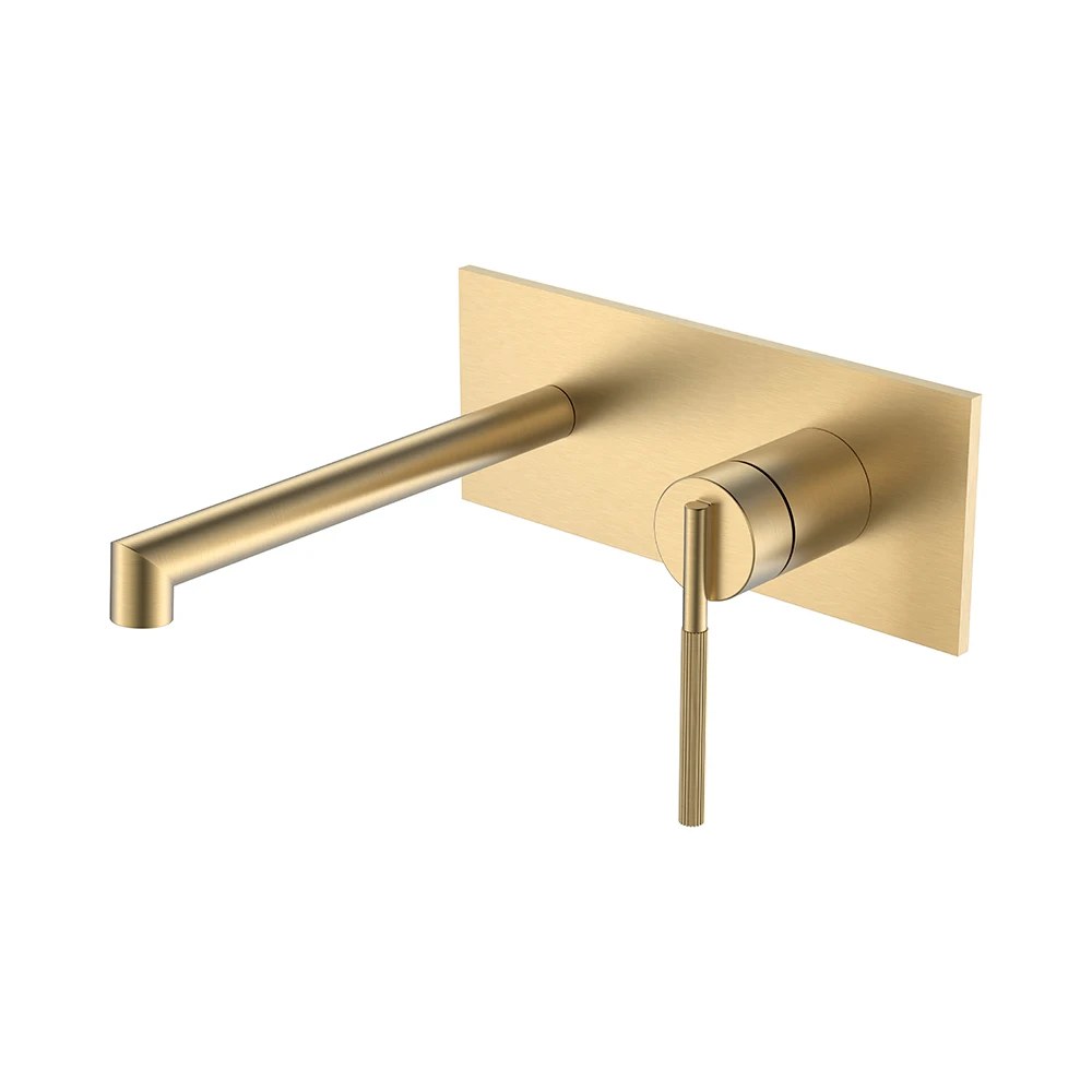 Modern Face Wash Basin Vanity Sink Mixer Hot Cold Water Tap Brass Brushed Gold Single Handle Unique Bathroom Wall Basin Faucet