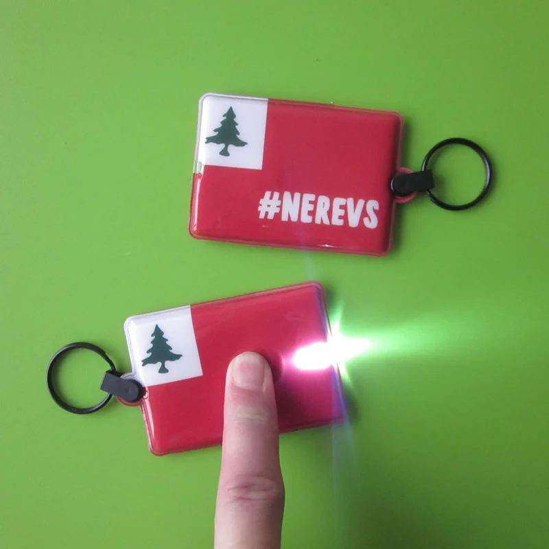 Custom Logo Printed Promotional Reflector PVC Reflective Keychain tag  Reflective Zipper Pull With LED Light