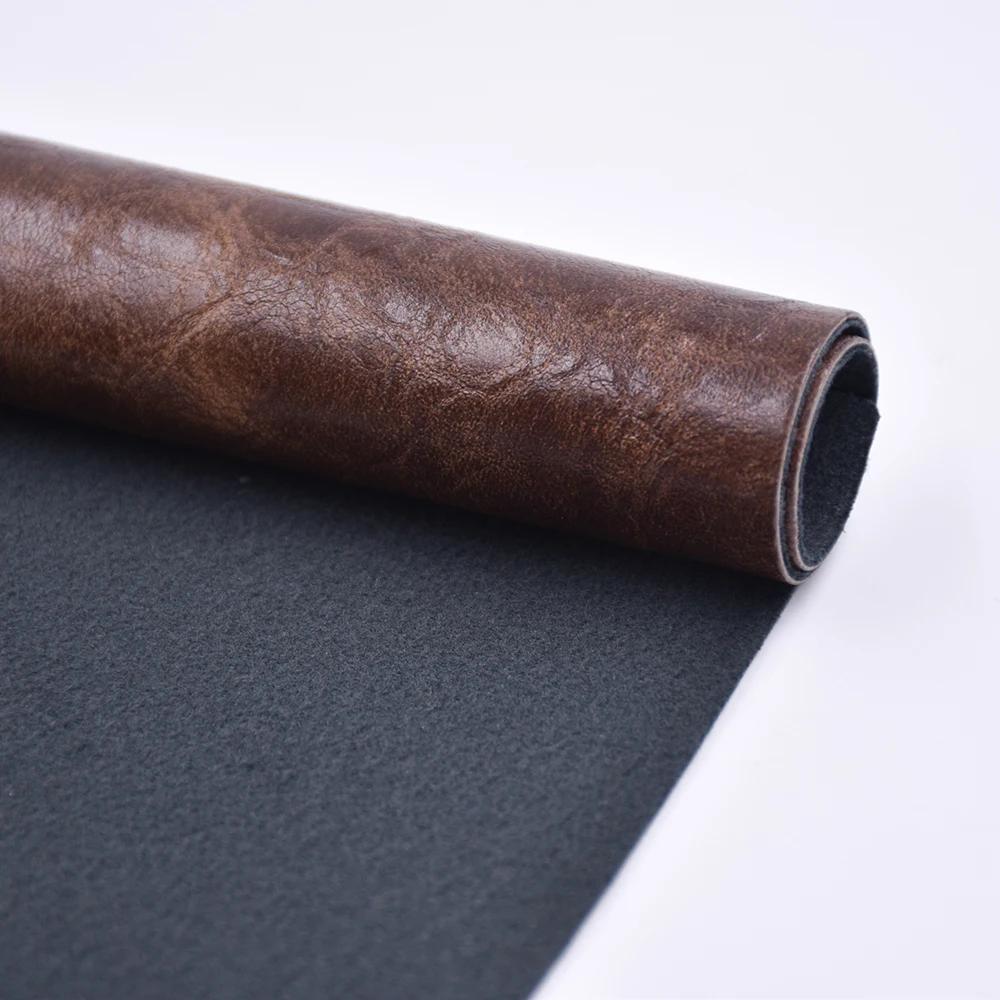 Patent Warp Knitting Elastic Stretch Emboss Two Tone Oil Skin Effect Synthetic Pu Leather Faux For Bags