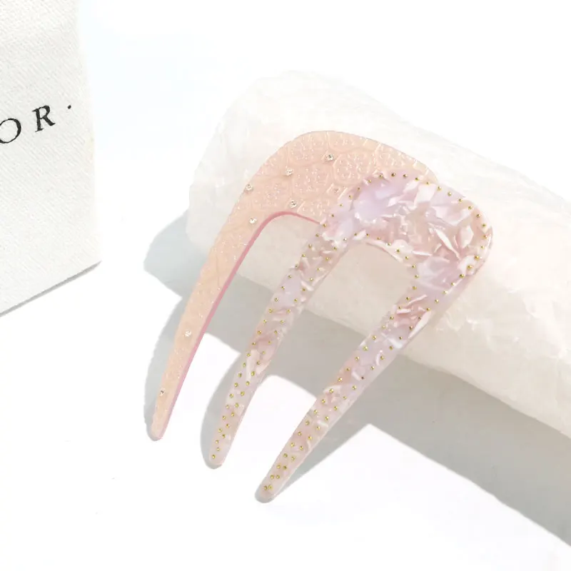 XinMei custom eco friendly cellulose acetate hair combs hairpin wholesale two toned hairpins Japanese designer hair pin combs