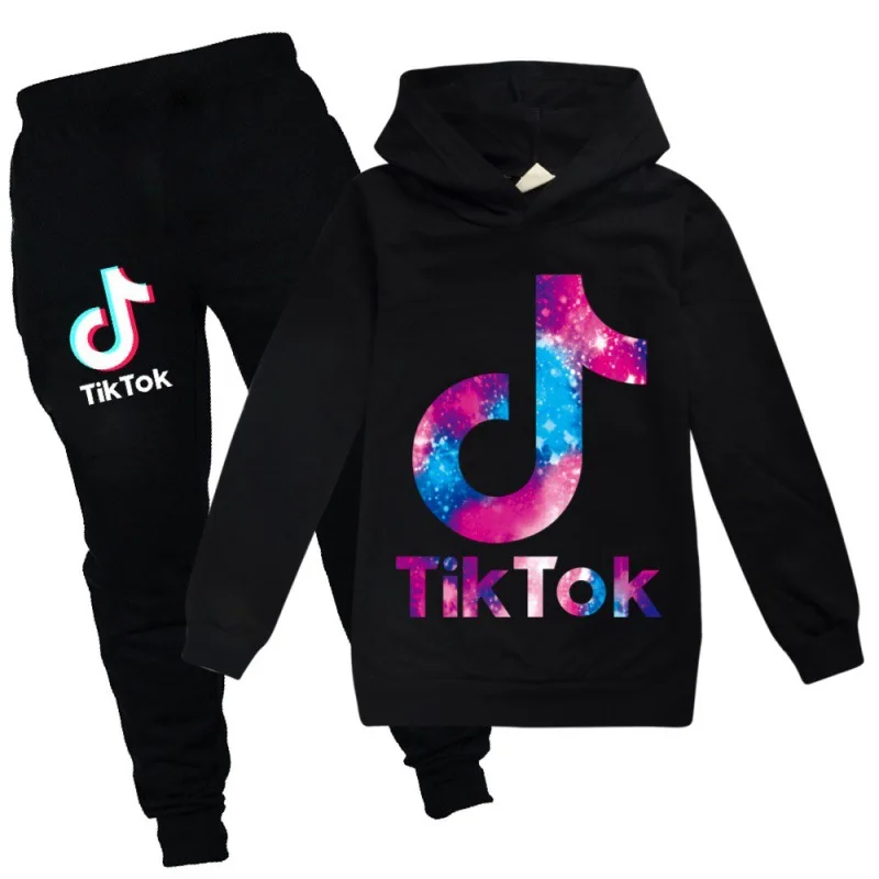 Новый осенний спортивный костюм TikTok для мальчиков, Детский комплект свитера, повседневная одежда для девочек, костюмы, горячая распродажа, толстовка для мальчиков и девочек, брюки
