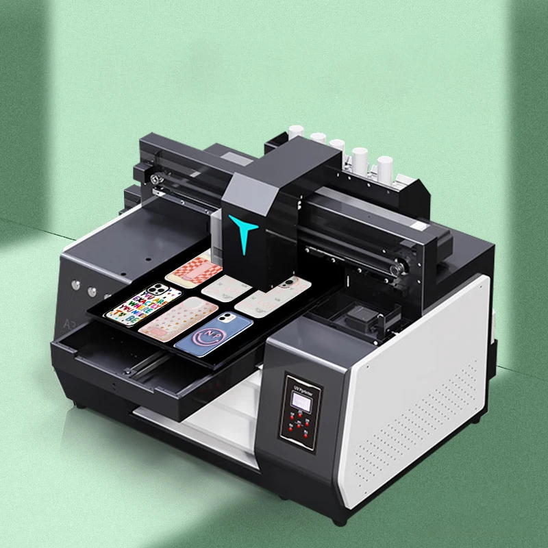 Flat UV Printer A3 small mobile phone case back cover logo inkjet wooden toy plastic box card glass bottle cup printing machine