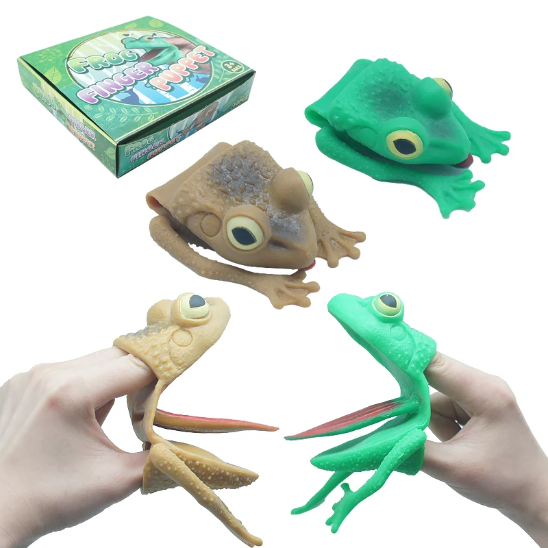 New Arrival Cute Frog Finger Puppet animal stretchy Toy TPR Soft Toy Novelty Toy