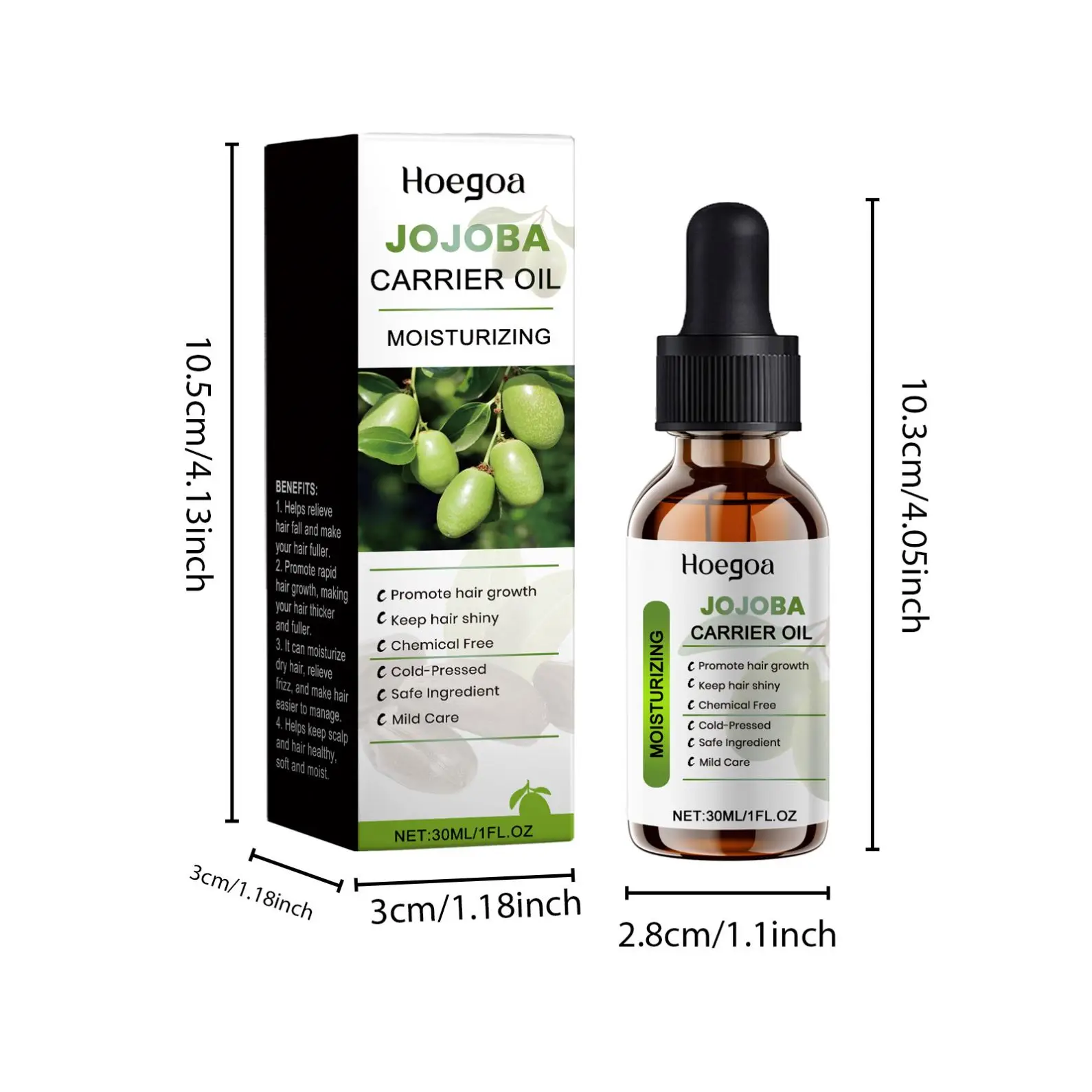 Hoegoa Wholesale Private Label Jojoba Oil Conditioning Oil Deep Moisturizing Shining Hair Treatment Hair Regrowth Serum Oil