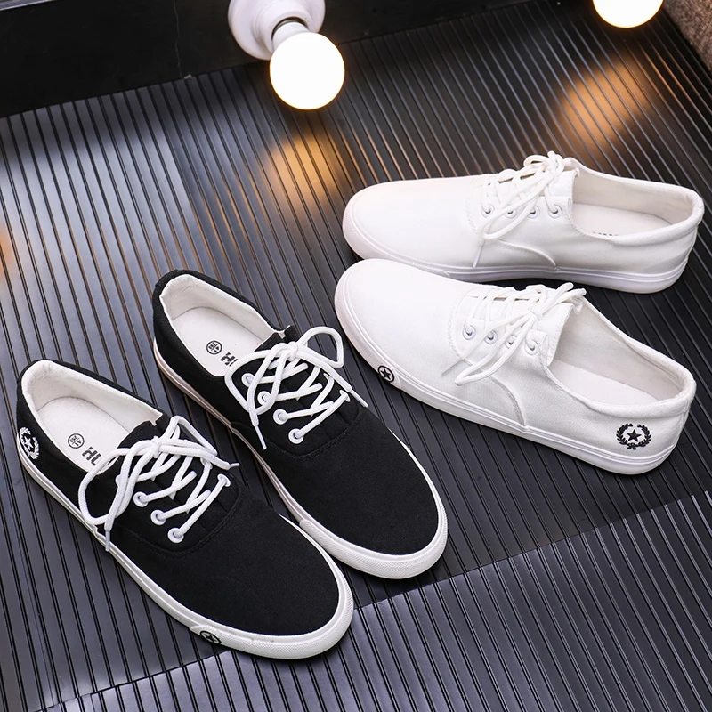 
Wholesale cheap lace up casual skate mens canvas shoes 