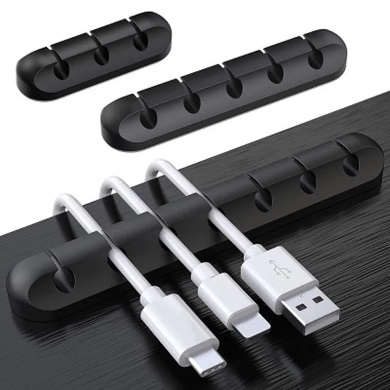 3/5/7 Trunking Silicone Self-adhesive USB Cable Winder Desktop Fixing Hub Clips Cable Holder Mouse Headphone Wire Winding Device
