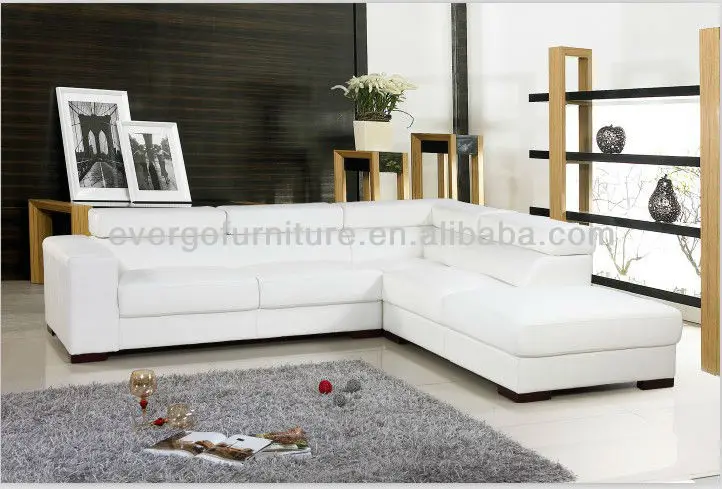 White modern furniture with sofa L shape