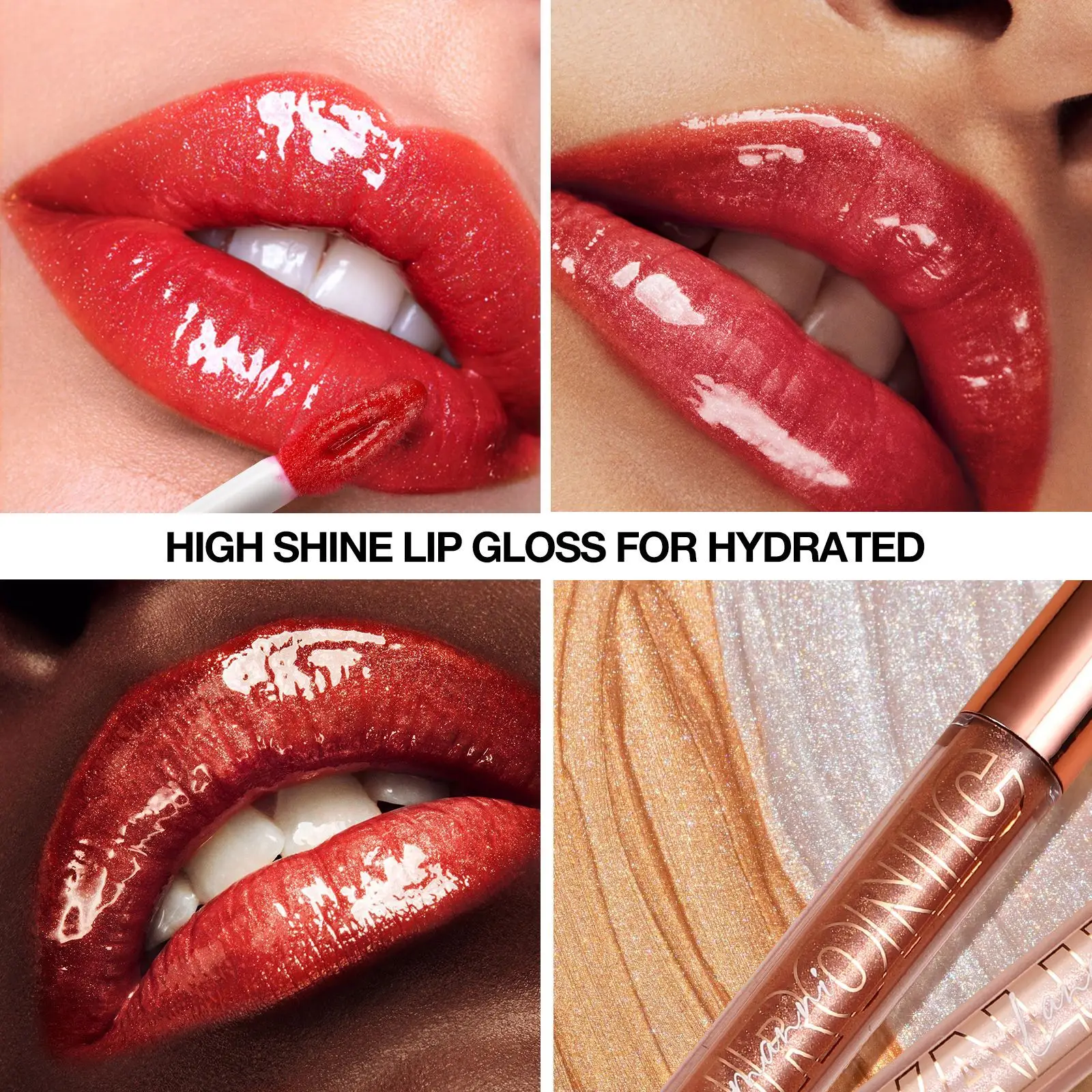 korean make up hyaluronic mirror glitter shine liquid lipstick tinted lip glaze stain lip gloss plumper shimmer lipgloss makeup