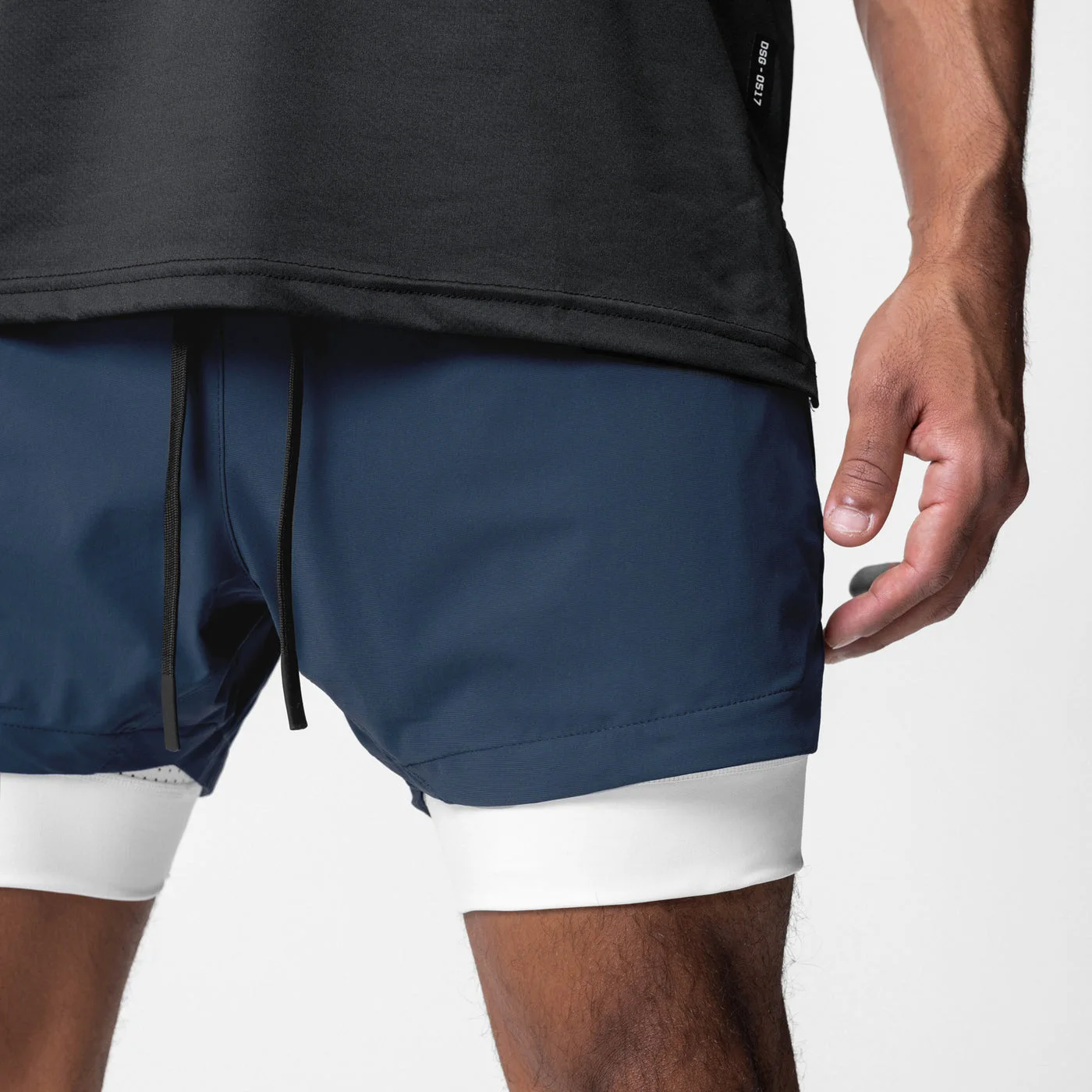 Mens Shorts Gym Running Tight 2 in 1 with Pocket 90% nylon 10% Spandex Quick Drying Breathable Training Exercise Shorts