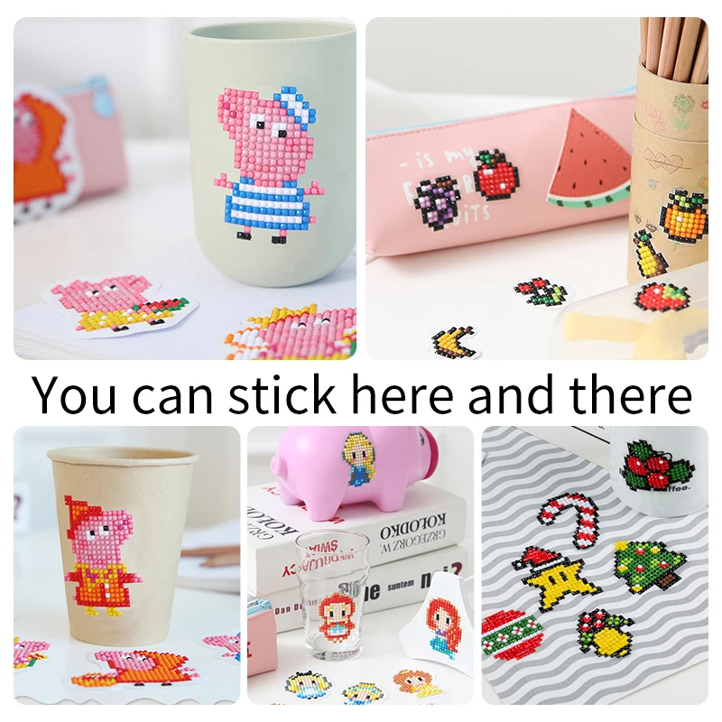 Custom diamond painting animal sticker for kids DIY set diamond crystal sticker sheet