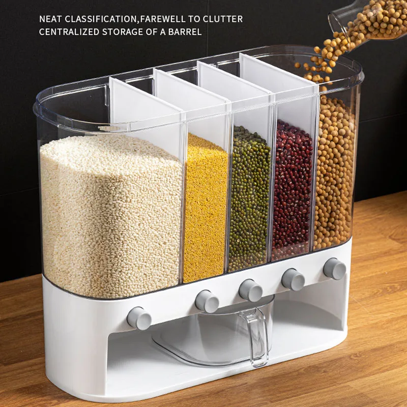 12kg Kitchen Plastic Seal Pet Rice Cereals Dispenser Food Container Automatic Grain Bucket Storage Box