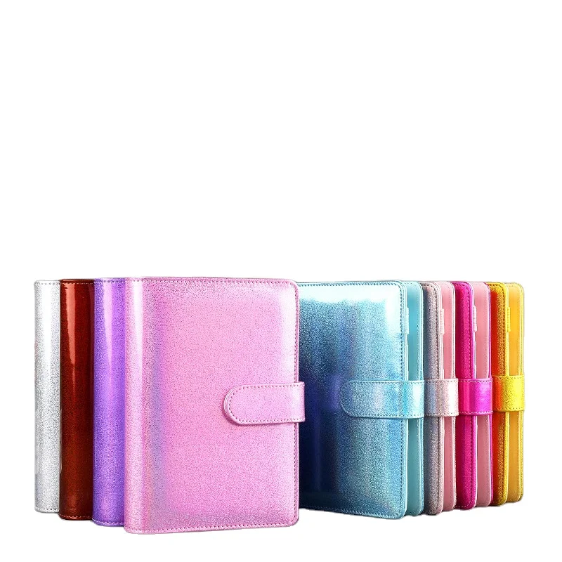 Retro Laser PU Leather 6 Rings Loose-leaf Binder Spiral Notebook Folder Agenda Planner Organizer Stationery Notebook A6