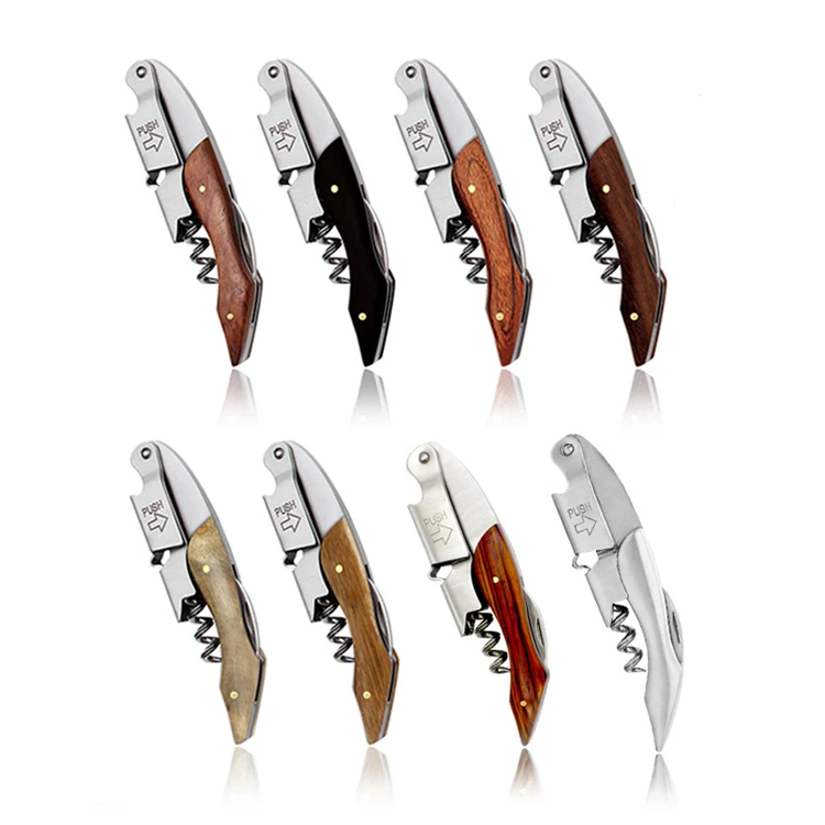 WELLFLYER BO-011 S2 Wine Bottle Openers Easily Use Custom Wooden Handle Corkscrew Wine Bottle Opener