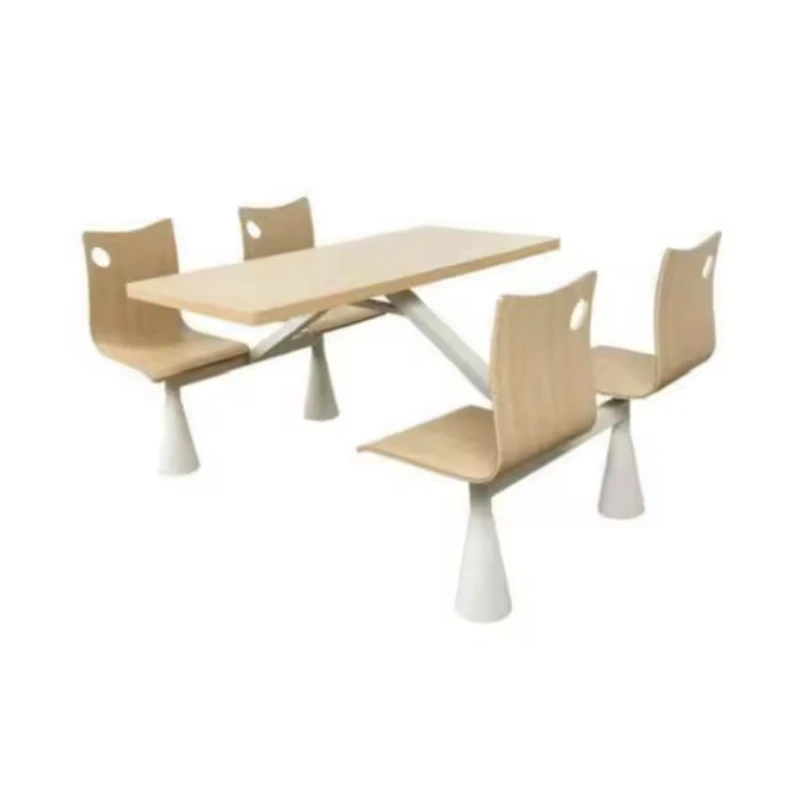 Factory Wholesale Canteen Table with 4 People Seater Panel Sheet Plywood Chair for Cafeteria Table Set with Chairs
