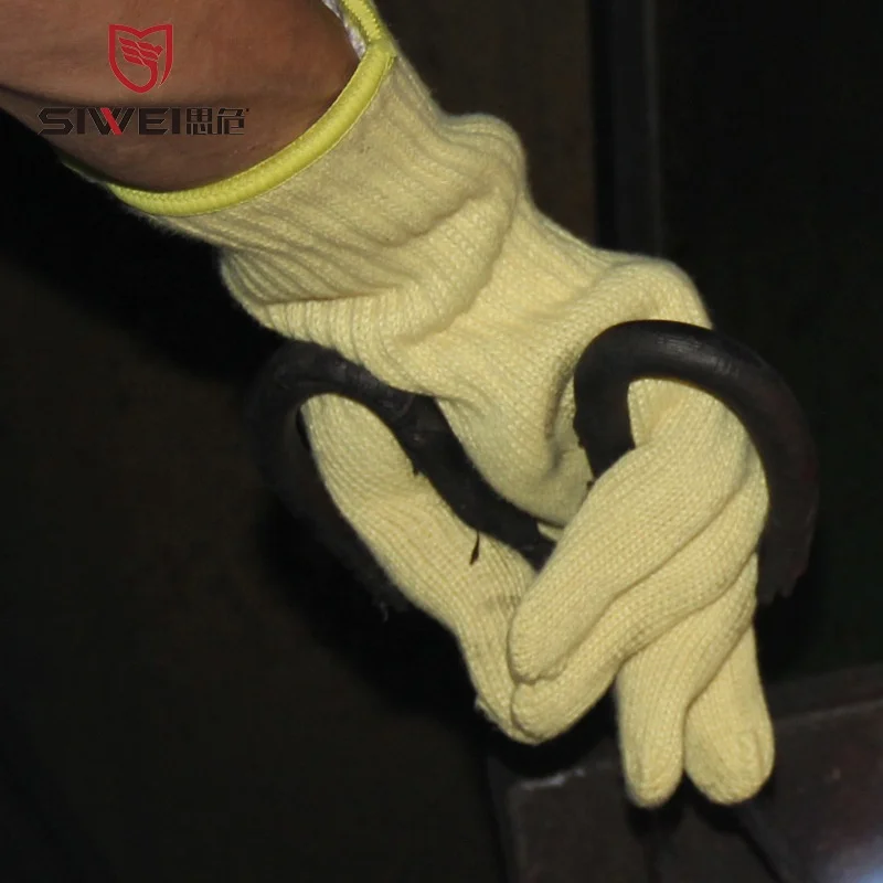 Custom durable high temperature and fire resistant multi-purpose seamless knit En388 thermal and prick-proof aramidst cut gloves