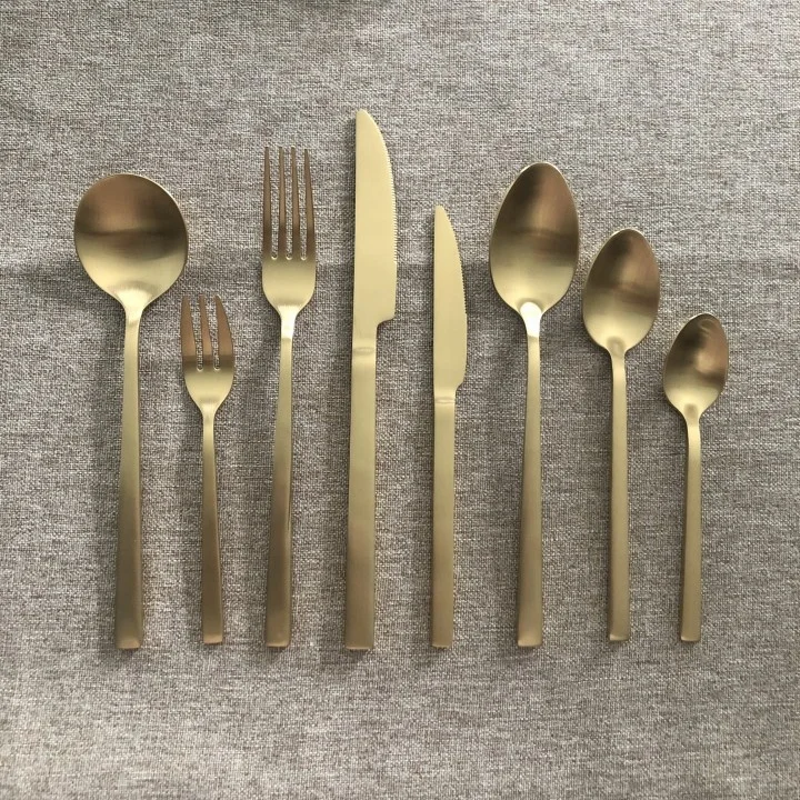 Wedding 18/10 Stainless Steel Gold Cutlery Set Flatware, Golden Cutlery, Matte Gold Cutlery