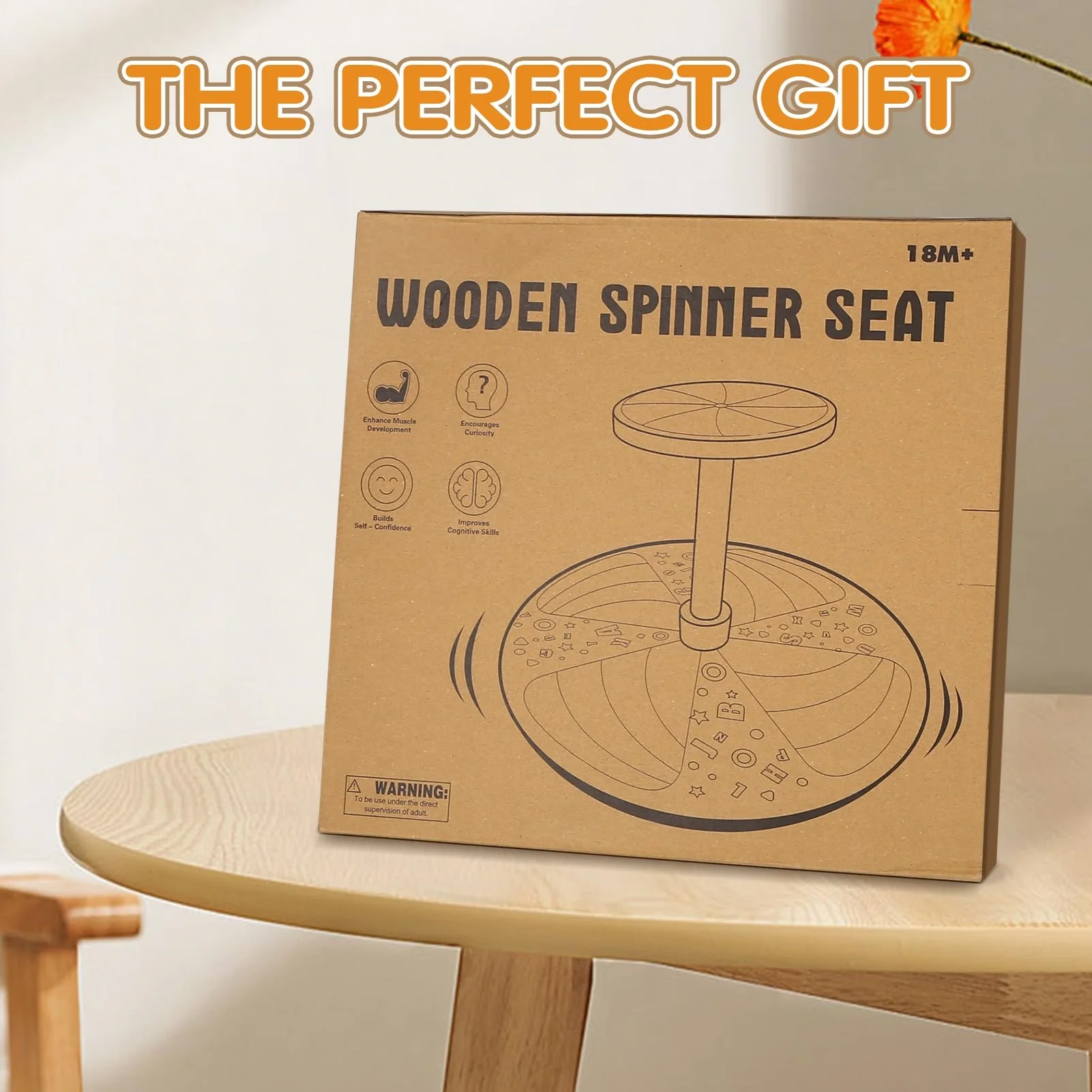 Decompression Early Development Classic Spinning Activity Toy Wooden Sit And Spin For Toddlers