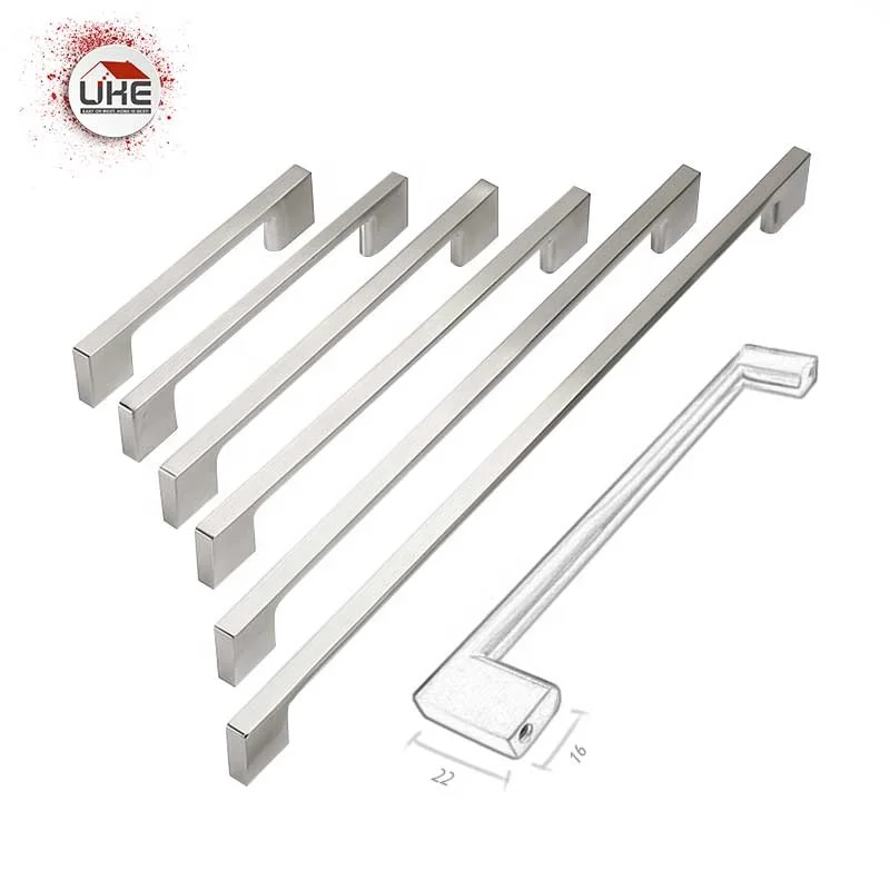 Straight Handle Zinc Alloy Square Long Drawer Handle Pulls Kitchen Door Cabinet Furniture Hardware