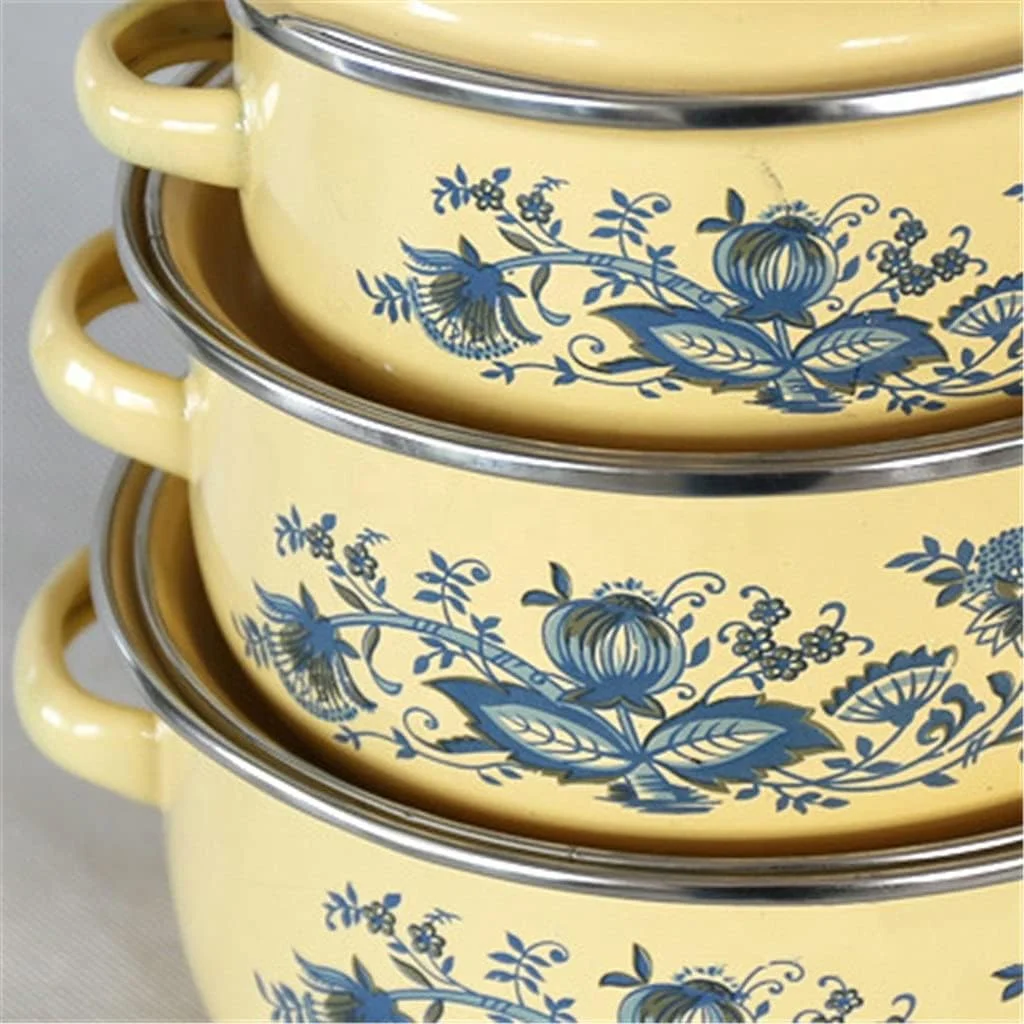 Ollas de Peltre Pewter Juego De 5 Cacerolas Enamel Casserole Cooking Kitchenware Ollas de Peltre 16/18/20/22/24cm Set Cookware
