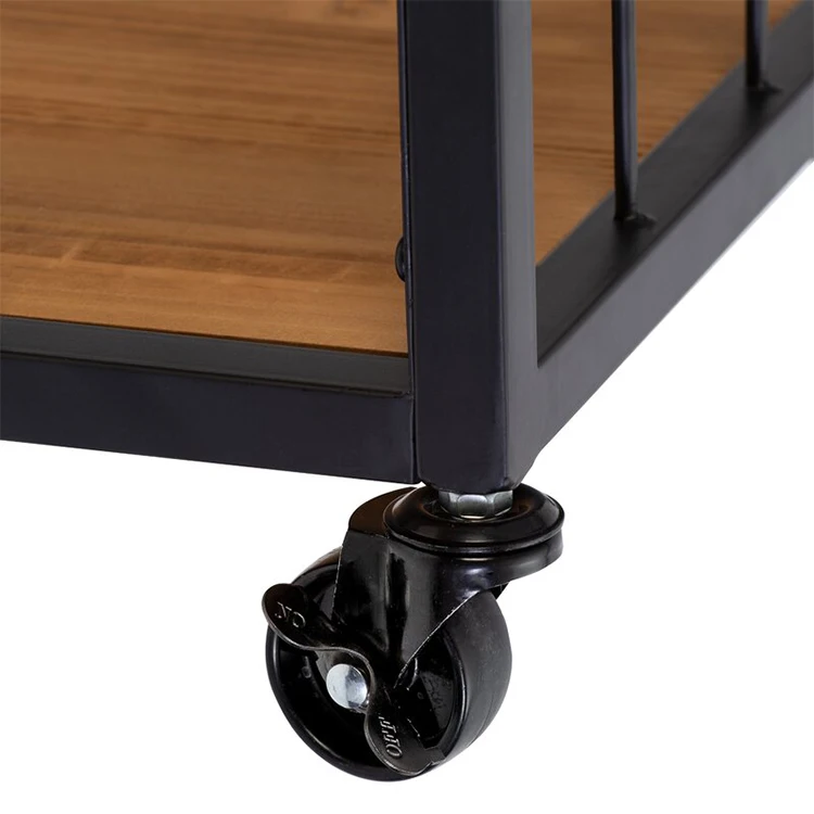 Высокое качество 3 яруса кружевных старинные железные промышленного деревянная тележка бар обслуживание to Cart