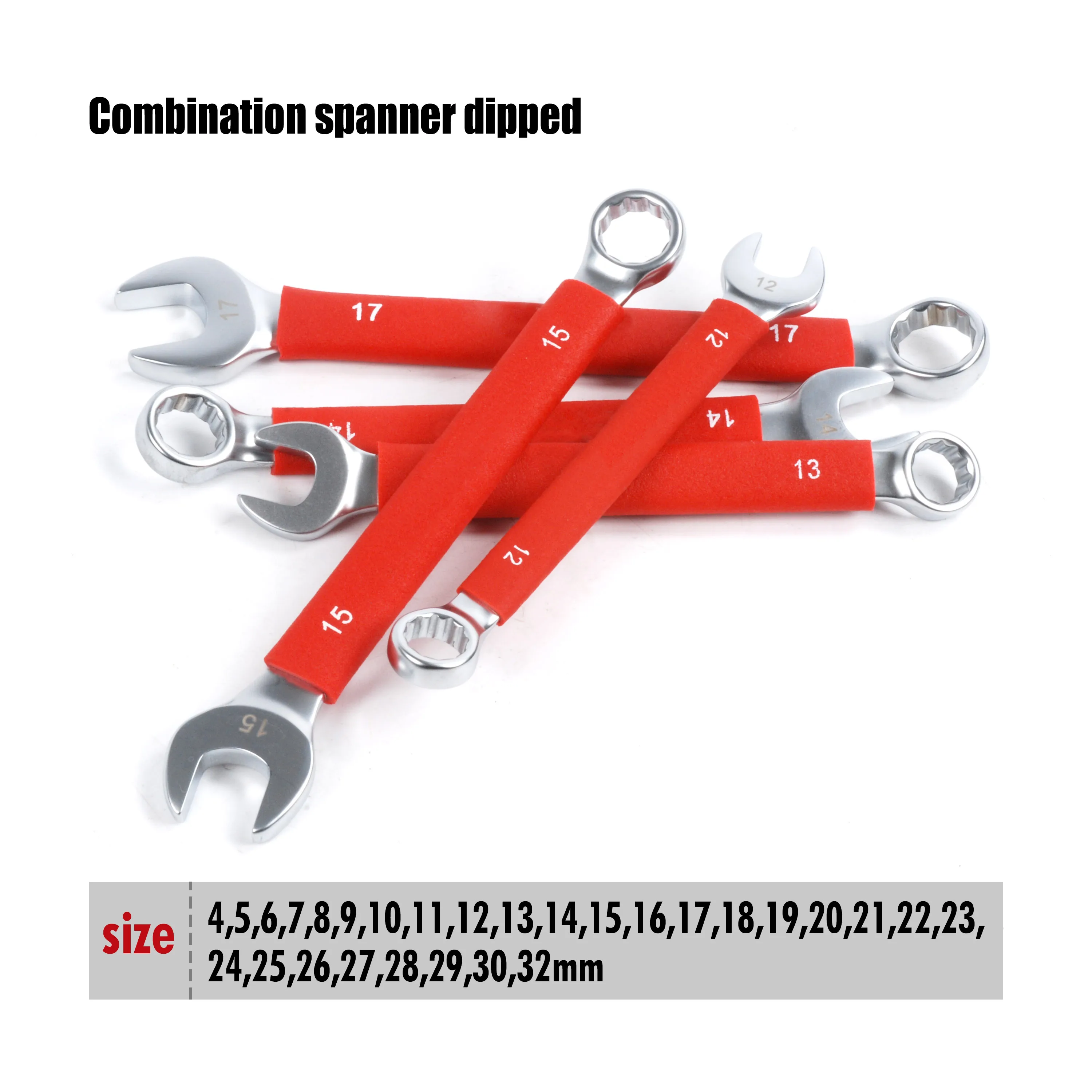 American Style Matte Finish surface Metric Mechanics Hand Tool Two Way Dipped Plastic Handle Combination Spanner Wrench