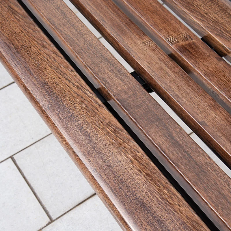 Simple Style Outdoor Garden Bench Park Courtyard Patio Porch Chair Cast Aluminum Plastic-Wood Love Seat