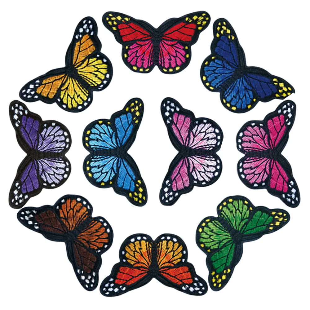 Spot Embroidered Colorful Butterfly Dress Appliques Iron On Clothes Small Patches  Badges Lady Dress