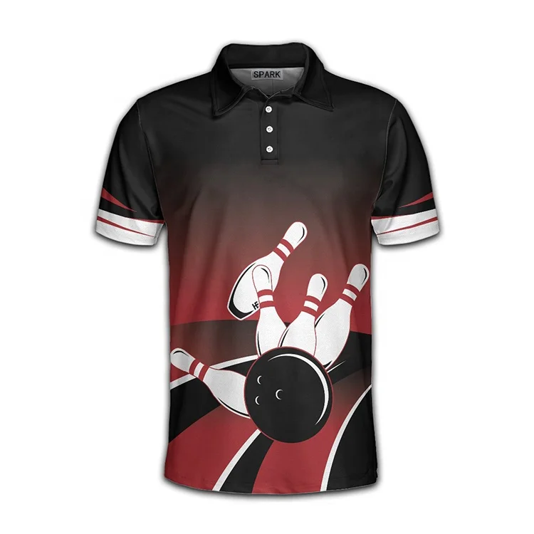 Customized Short Sleeves Sublimation Polo Shirts Full Sublimation Dart Jersey Quick Dry Breathable Black Bowling Polo Shirts