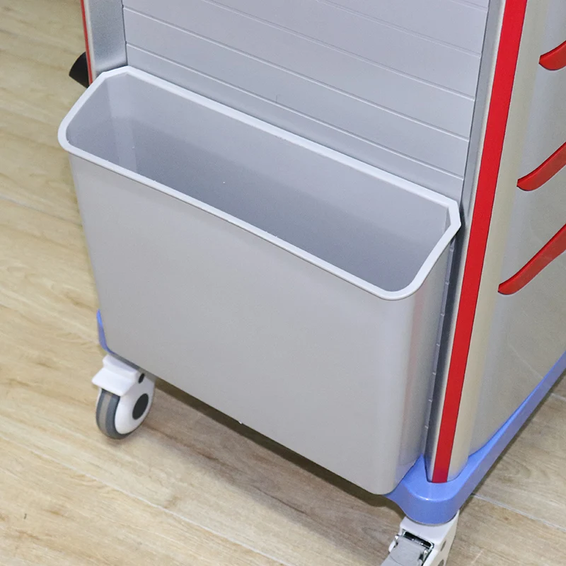 ORP601-ET Five Drawers Aluminum Steel ABS Plastic Emergency Crash Cart with One-piece or Stainless Steel Railing
