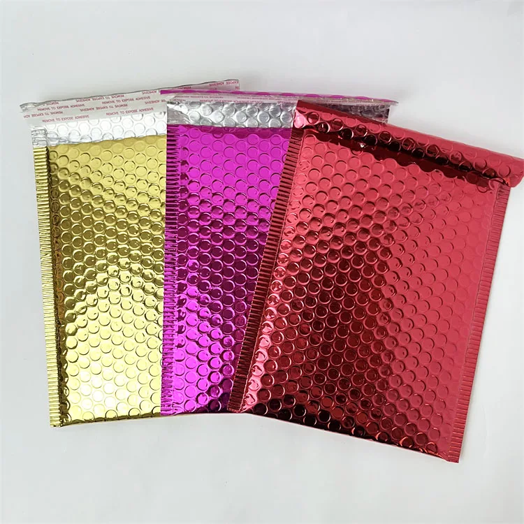 Black Metallic Foil Bubble Pack Custom Logo Printed Metallic Bubble Envelope Express Wrap Mailing Bag
