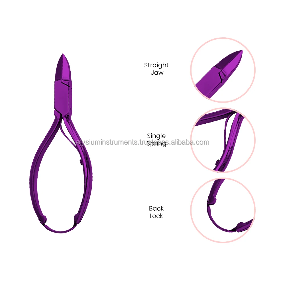 Beautiful Purple Pink Nail Clippers Straight Blade for Manicure Pedicure Salon OEM/ODM Customized Professional Toenail Cutter