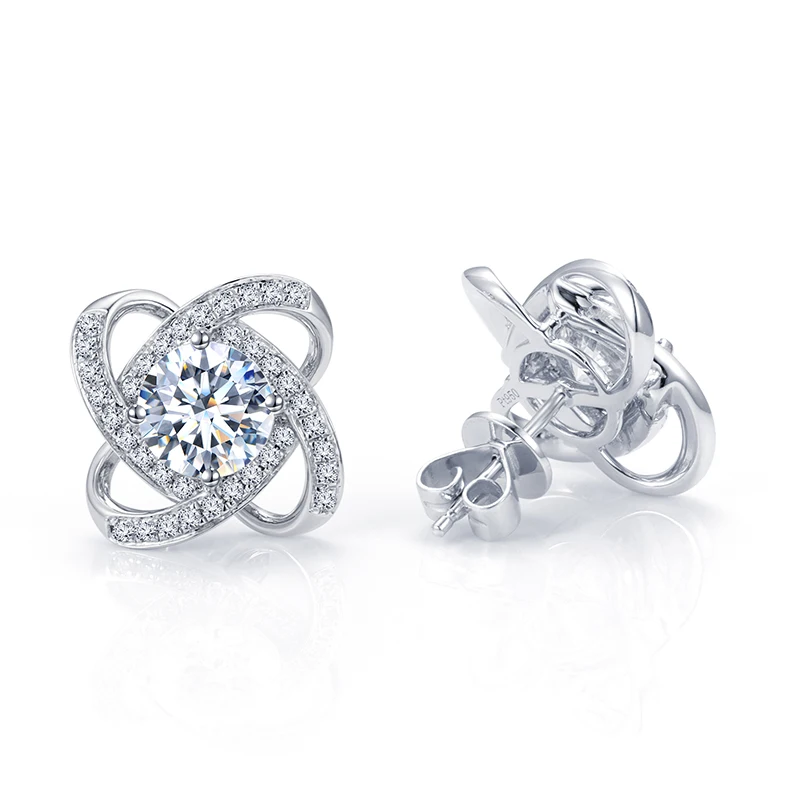 Mishang Fine Jewelry Platinum PT950 1.0ct Round Brilliant Cut Lab Grown Diamond Stud Earrings Lab Diamond Customised Jewelry