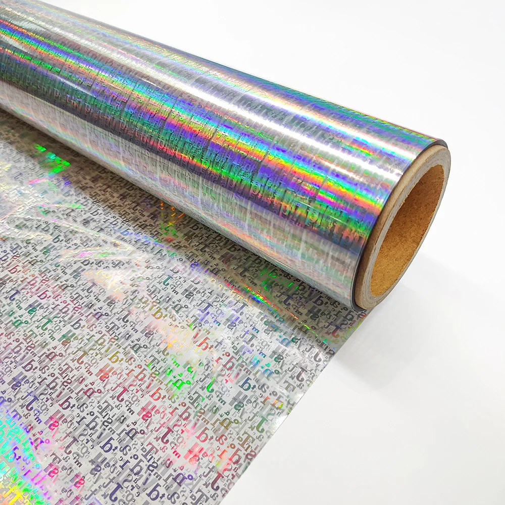 Custom shiny high quality holographic transparent foil PET hot stamp foil for HTV & fabric