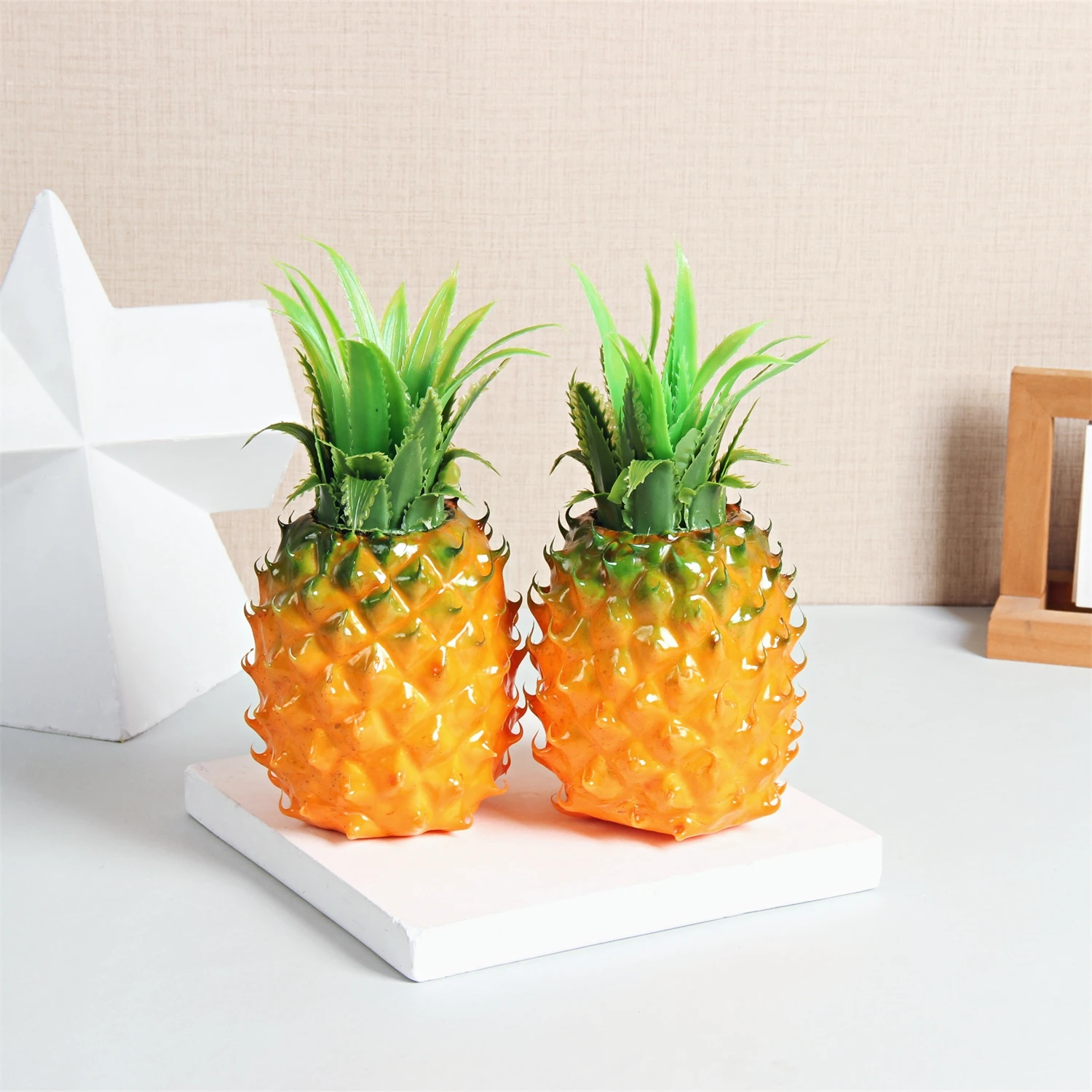 Farmhouse Kitchen Table Party Display Realistic Simulated Faux Artificial Pineapple Fruits Vegetables Home Decor Photo Prop