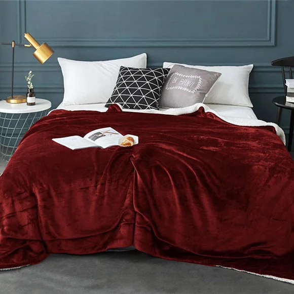 200*230CM Sherpa Fleece Blanket Fuzzy Soft Yellow Gray Plush Blanket Throw