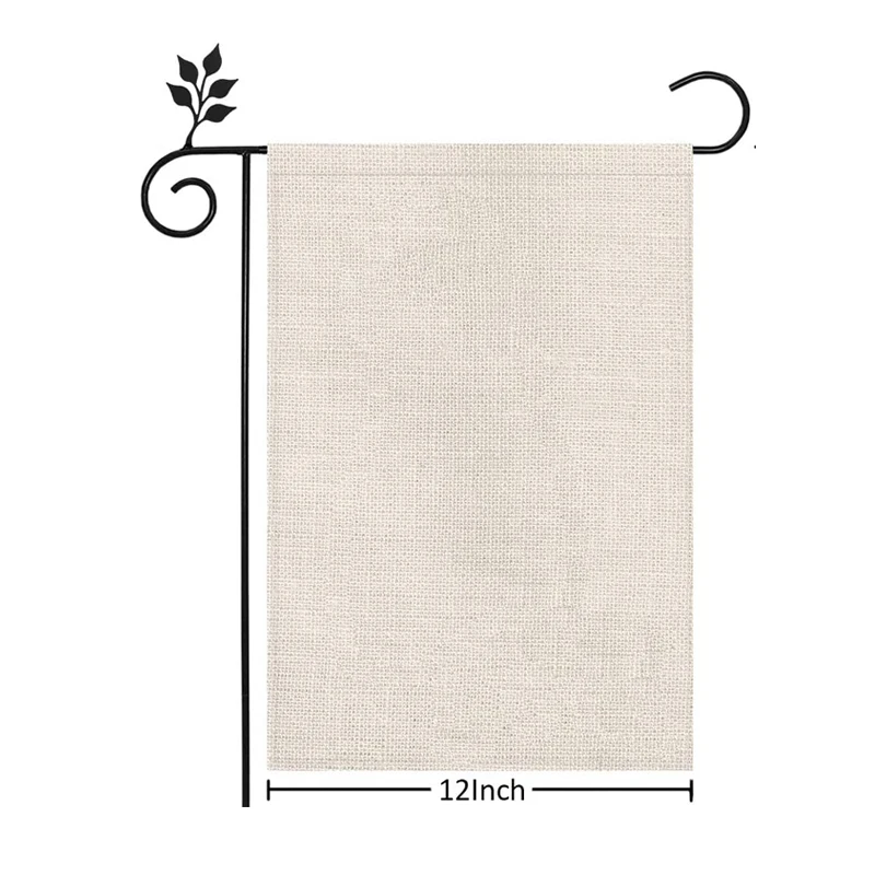 Manufacturers custom burlap garden flag christmas wholesale transfer printing fall burlap ruffle garden flag