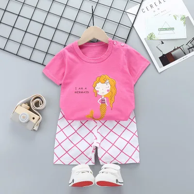 Manufacturers direct 2020 children clothing new short sleeve set pure cotton t-shirts shorts wholesale kids clothes