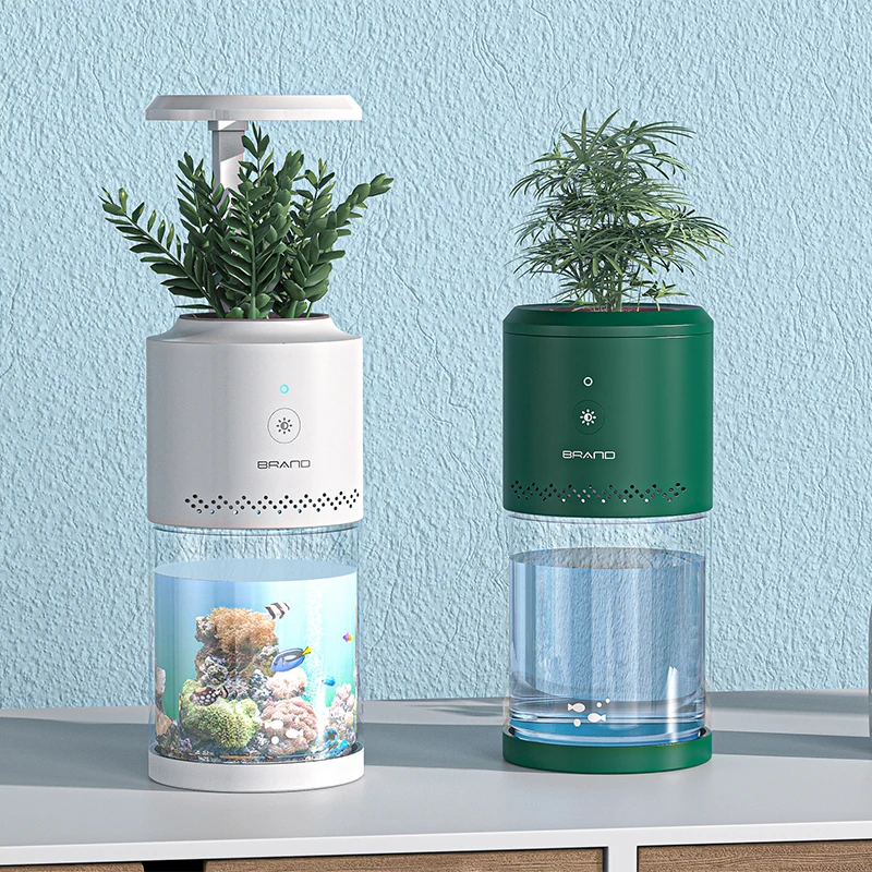 
2021 own design usb mini aquarium fish tank aquarium with led lamp portable mini plastic beauty clear acrylic tank fish 